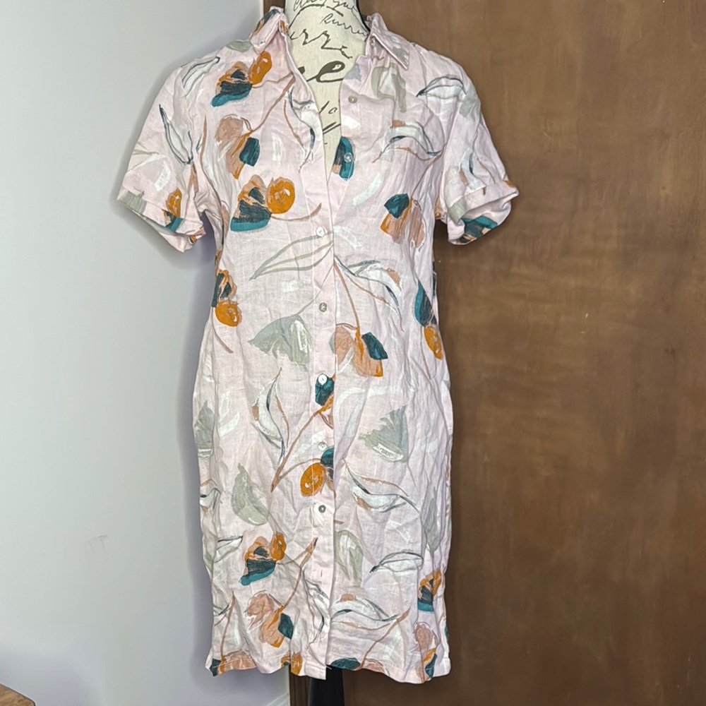 RACHEL ZOE | Floral Print Linen Button-Up Dress | XS